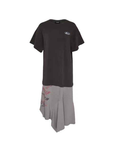 We11done logo-print layered midi dress Grey WDTO226887WGY00GREY