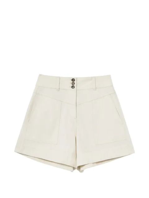 Self-Portrait button-detail denim shorts White 600091635