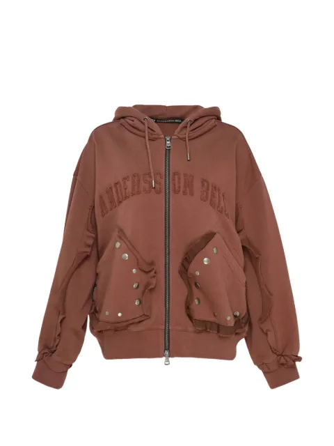 Andersson Bell raw-cut studded hoodie Brown ATB1647