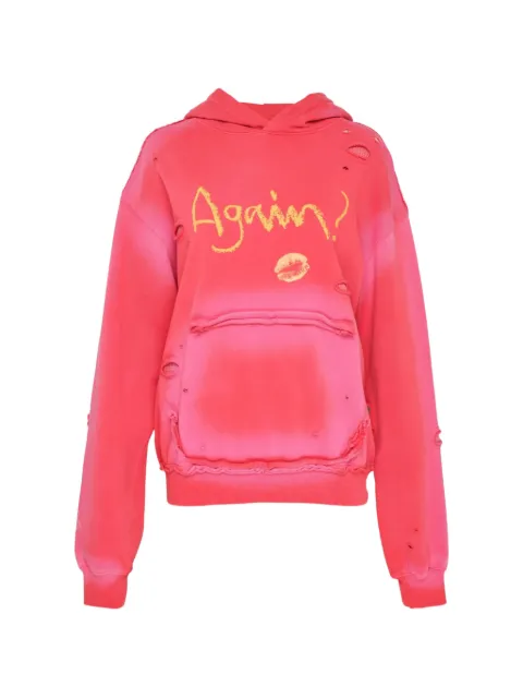 Andersson Bell spray-washed distressed hoodie Red ATB1609U00