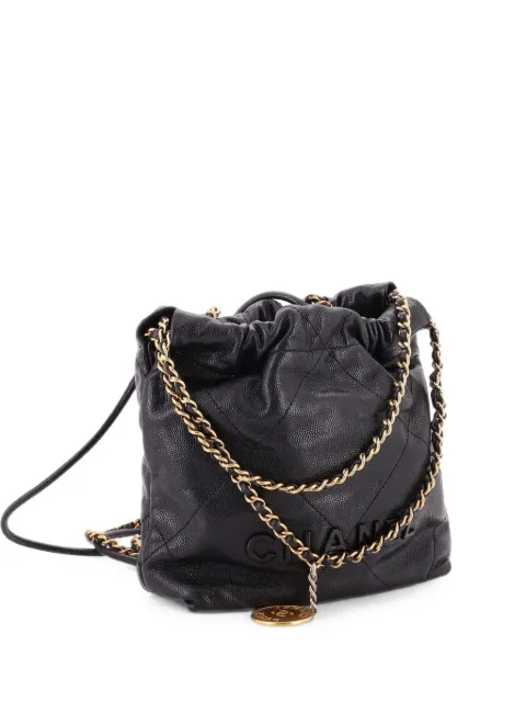 CHANEL Pre-Owned 22 Chain Quilted Caviar Mini hobo bag Black CU03O4JYYSAWSDVA
