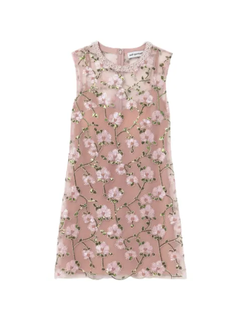 Self-Portrait floral-sequin mini dress Pink 6000916