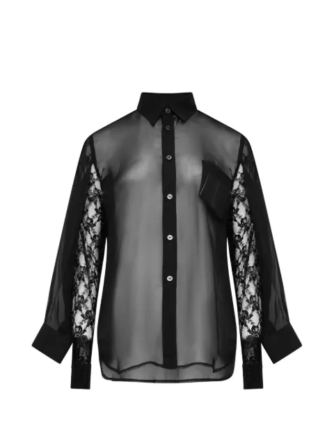 Comme Des Garçons sheer lace-panel shirt Black GRB00405111A