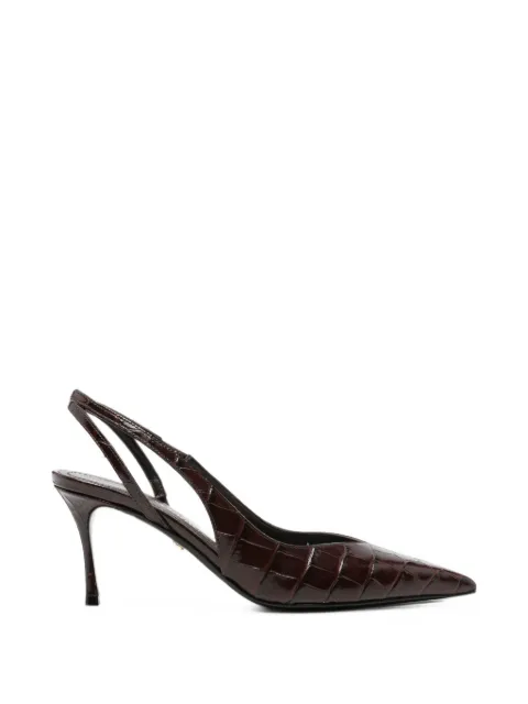 Ferragamo croc-effect slingback pumps Brown 797306