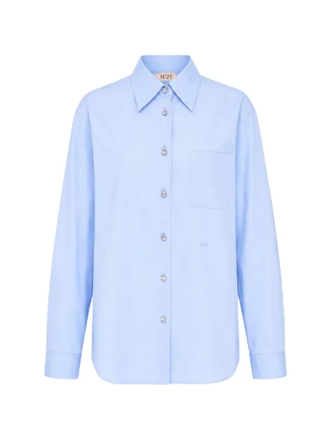 Nº21 crystal-button poplin shirt Blue PF26G02100116322