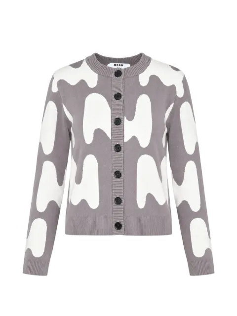 MSGM jacquard crew-neck cardigan Grey 4141MDM208267755