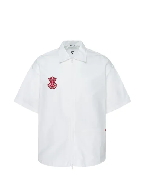 Blackjack logo-patch zip-up shirt White SENSH3719W