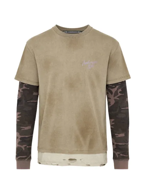 Andersson Bell distressed layered T-shirt Brown ATB1603M00BEIGE