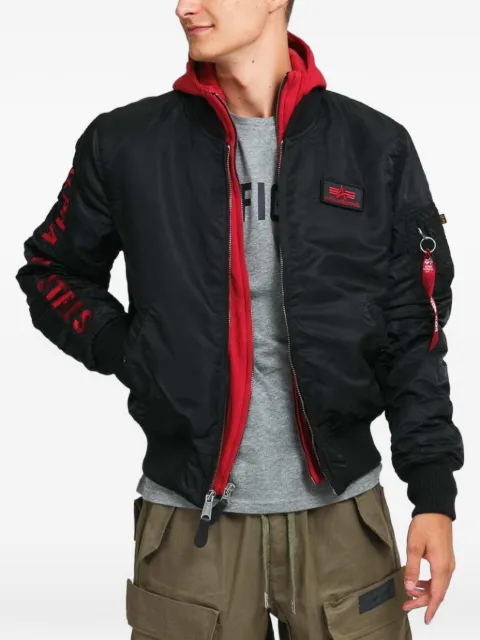 Alpha Industries MA-1 D-Tec logo-print hooded bomber jacket Black 13310494