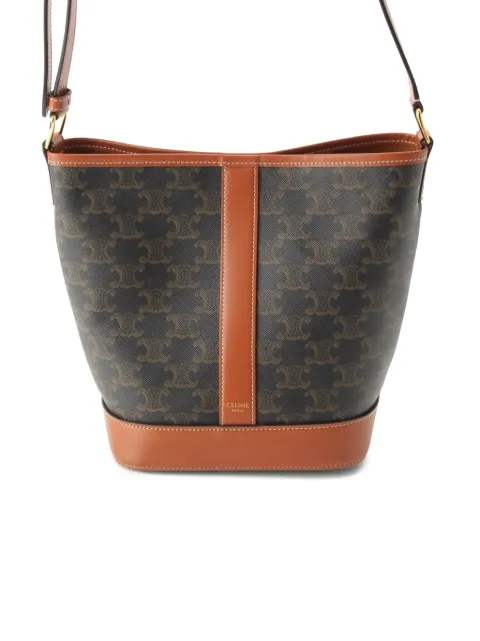 Celine Pre-Owned 2019-2026 Small Triomphe Coated Canvas bucket bag Brown YBXX7QD2ZIPO3T0S