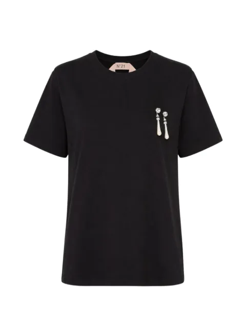 Nº21 embellished cotton T-shirt Black AW26F05141579000