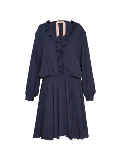 Nº21 ruffled long-sleeve mini dress Blue PF26H08151116693
