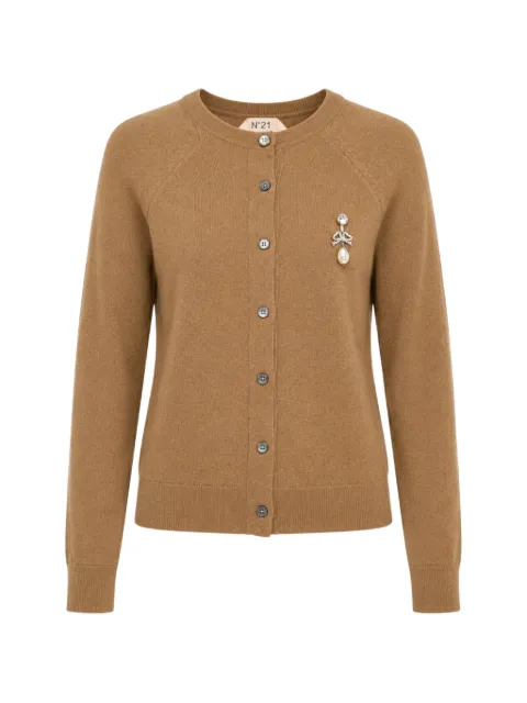Nº21 brooch-detail cardigan Brown PF26A04370811967