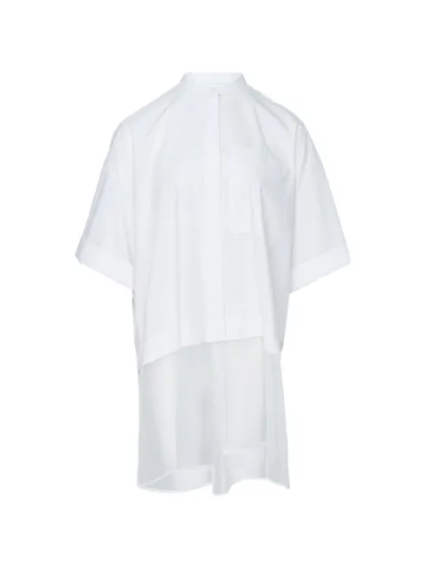 Enföld sheer-panel band-collar shirt White 300JA2300791