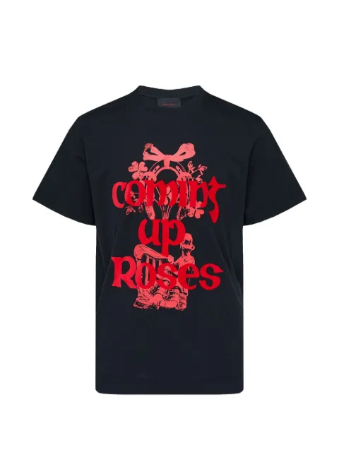 Simone Rocha Coming Up Roses print T-shirt Black 5195P72M