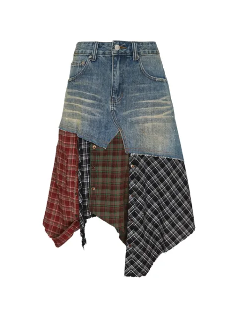 Andersson Bell plaid patchwork midi skirt Blue APA944W00MULTI