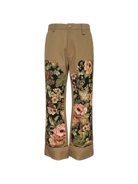 Simone Rocha patchwork floral-tapestry trousers Brown 4222P026