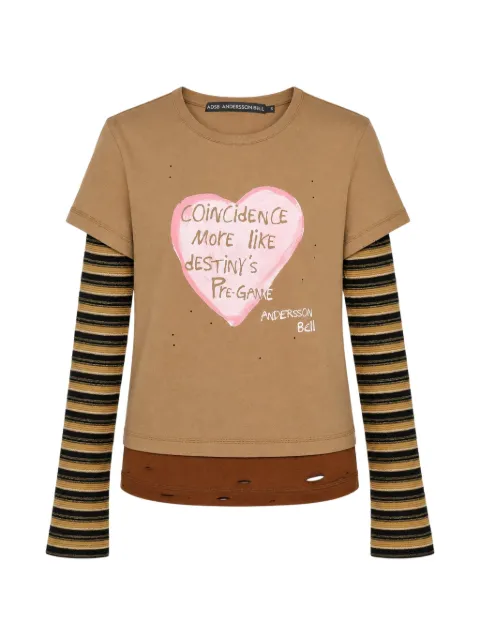 Andersson Bell Heart Message layered T-shirt Brown ATB1629W00BROWN