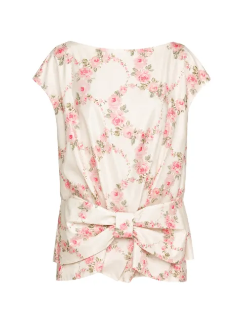 Simone Rocha floral-print bow-detail blouse Neutrals 5489135600CREAM
