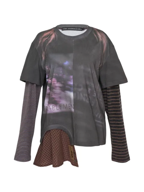 Andersson Bell layered-sleeve graphic-print T-shirt Grey ATB1640W00CHARCOAL