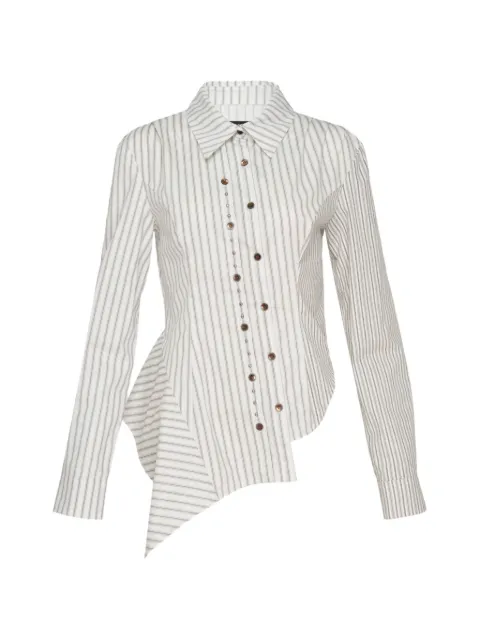 Andersson Bell asymmetric studded stripe shirt White ATB1643W00