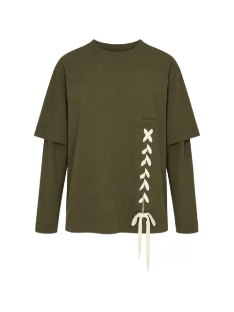 Simone Rocha lace-up layered long-sleeve T-shirt Green 54780562
