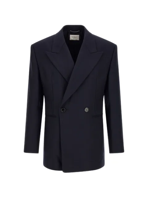 Saint Laurent double-breasted jacket in felted wool gabardine Blue A000SWY1O14