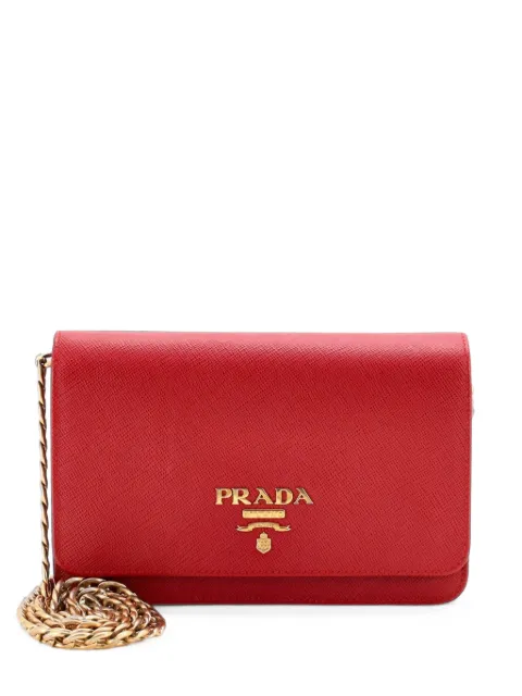 Prada Pre-Owned Chain Wallet Saffiano Leather crossbody bag Red KJ1HKBGF0DYIXYDI