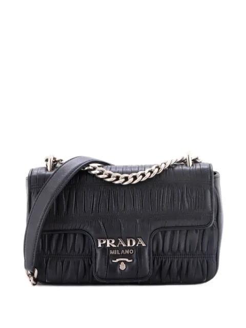 Prada Pre-Owned Chain Flap Shoulder Bag Nappa Gaufre Small crossbody bag Black YGBG17LRG892NA9X