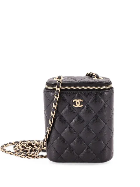 CHANEL Pre-Owned Vertical Classic Vanity Case with Chain Quilted Caviar Small shoulder bag Black PL9OQZZCNW8E0YIF
