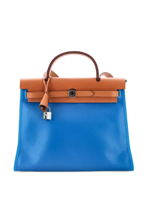 Hermès Pre-Owned Herbag Zip Berline Vache Canvas and Leather 31 shoulder bag Blue JTM2NONISGDQD952