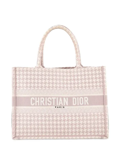 Christian Dior Pre-Owned Book Houndstooth Canvas Medium tote bag Pink PCGDMW5SXNU493VJ