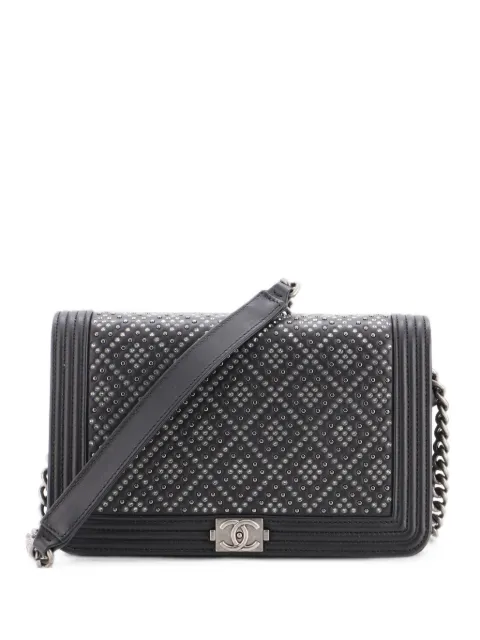 CHANEL Pre-Owned Boy Wallet on Chain Crystal Studded Calfskin crossbody bag Black YC0L6FX8GMKJ8Q5I