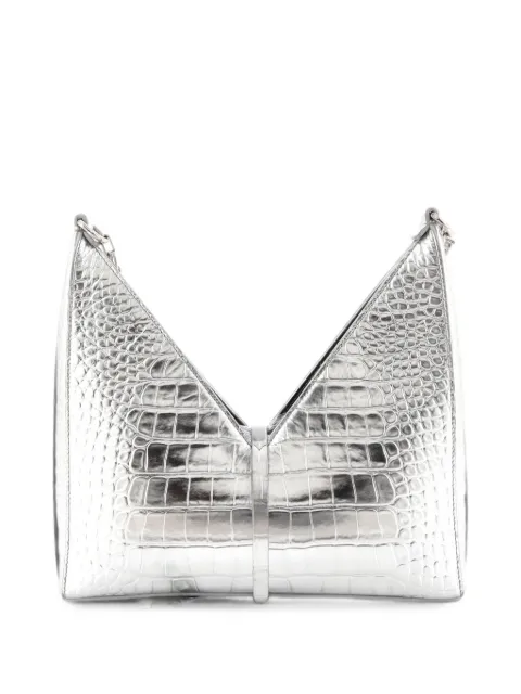 Givenchy Pre-Owned Cut Out Crocodile Embossed Leather Small shoulder bag Silver ONQEFC9X1J8R02KI