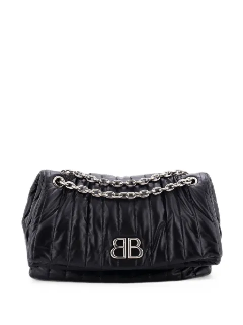 Balenciaga Pre-Owned Monaco Chain Flap Quilted Leather Medium shoulder bag Black NC5NKN7A0TG2MR4L