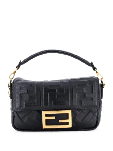 Fendi Pre-Owned Baguette NM Bag Zucca Embossed Leather Mini crossbody bag Black MR2V9ZJZL8G0IXE5