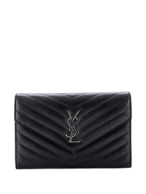 Saint Laurent Pre-Owned Classic Monogram Wallet on Chain Matelasse Chevron Leather Small crossbody bag Black V87QWFOCHON8F3KS