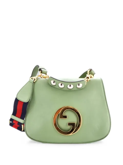 Gucci Pre-Owned Web Blondie Flap Bag Leather Medium shoulder bag Green LH4H1MRLL5D59V1J