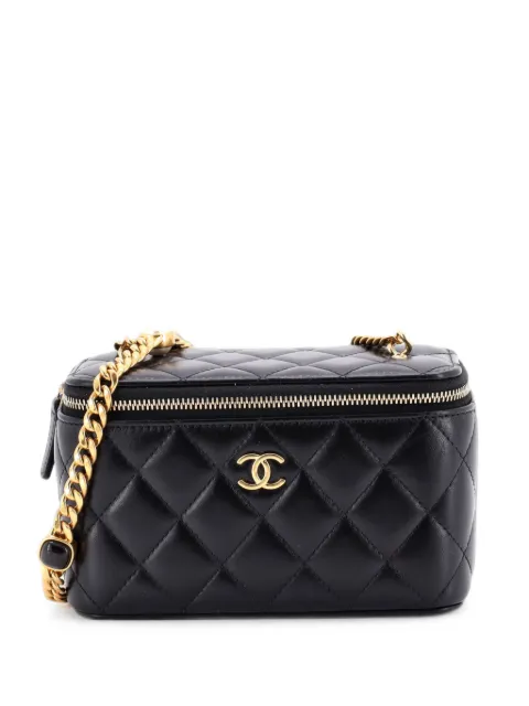 CHANEL Pre-Owned Classic Vanity Case with Resin Pearl Chain Quilted Lambskin Small clutch bag Black LXNO81TQWYCZSZJB