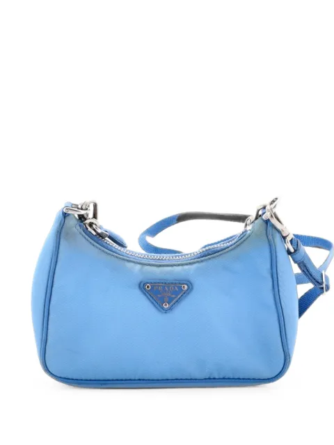 Prada Pre-Owned Re-Edition Shoulder Bag Tessuto Mini hobo bag Blue GGA4DL0MZZ7YUMT9