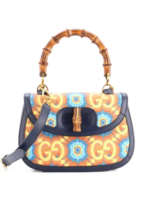 Gucci Pre-Owned Bamboo 1947 Top Handle Bag Kaleidoscope Print GG Coated Canvas Medium crossbody bag Blue HBIH2C2IFO382GGF