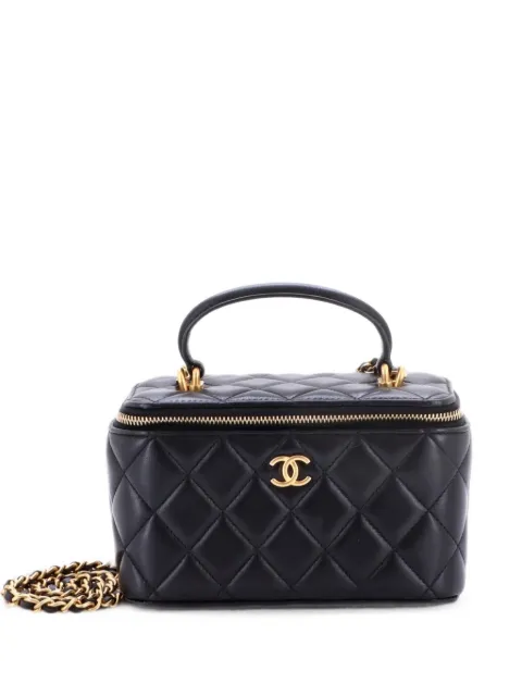 CHANEL Pre-Owned Classic Top Handle Vanity Case with Chain Quilted Lambskin Small crossbody bag Black GDKN2UOBFYXF9O2P