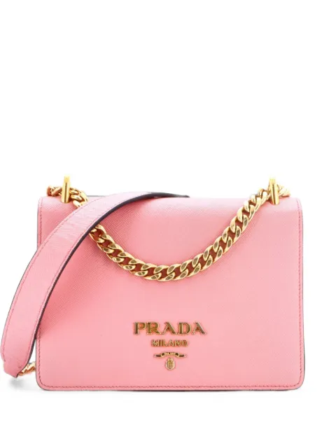 Prada Pre-Owned Chain Flap Bag Saffiano Leather Small crossbody bag Pink SMA3NHLLT71OHQQO