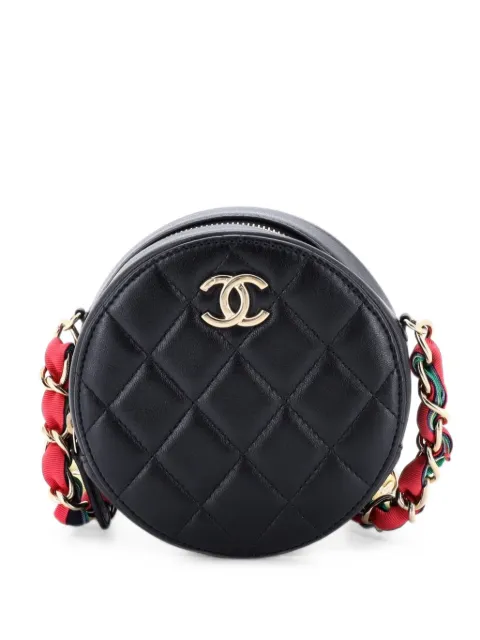 CHANEL Pre-Owned Ribbon Round With Chain Quilted Lambskin clutch bag Black S5ZDKLX1LM9GZSFV