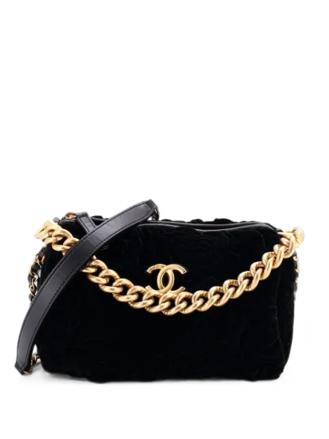 CHANEL Pre-Owned CC 2-Way Zip Bowler Camellia Velvet handbag Black R40NPKHVEWBM6MWW