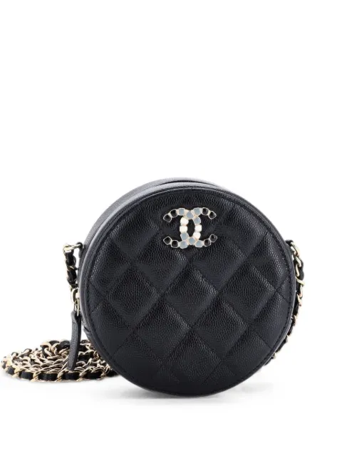 CHANEL Pre-Owned Round Clutch with Chain Quilted Caviar with Lacquered Metal crossbody bag Black QD78EMU9ZJVMSEZ0