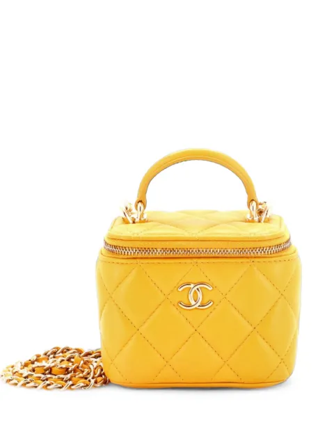 CHANEL Pre-Owned Classic Top Handle Vanity Case with Chain Quilted Lambskin Mini crossbody bag Yellow PTJ5C1S2BIZ1MVQ7