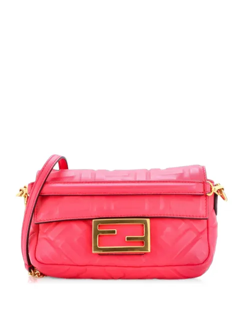 Fendi Pre-Owned Baguette NM Bag Zucca Embossed Leather Mini crossbody bag Pink Q2AT4TVULIPDAYZ3
