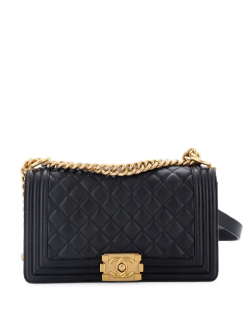 CHANEL Pre-Owned Boy Flap Bag Quilted Calfskin Old Medium crossbody bag Black KO9A5M5PETE8TJ6R