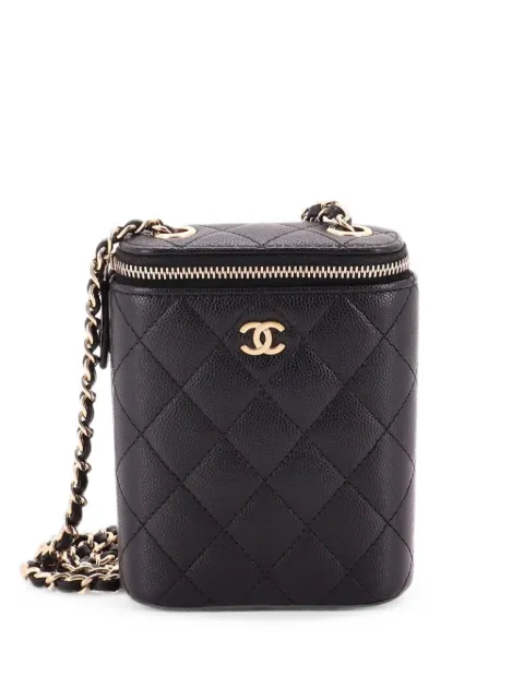 CHANEL Pre-Owned Vertical Classic Vanity Case with Chain Quilted Caviar Small shoulder bag Black JZYNY8PWAQZXECNU